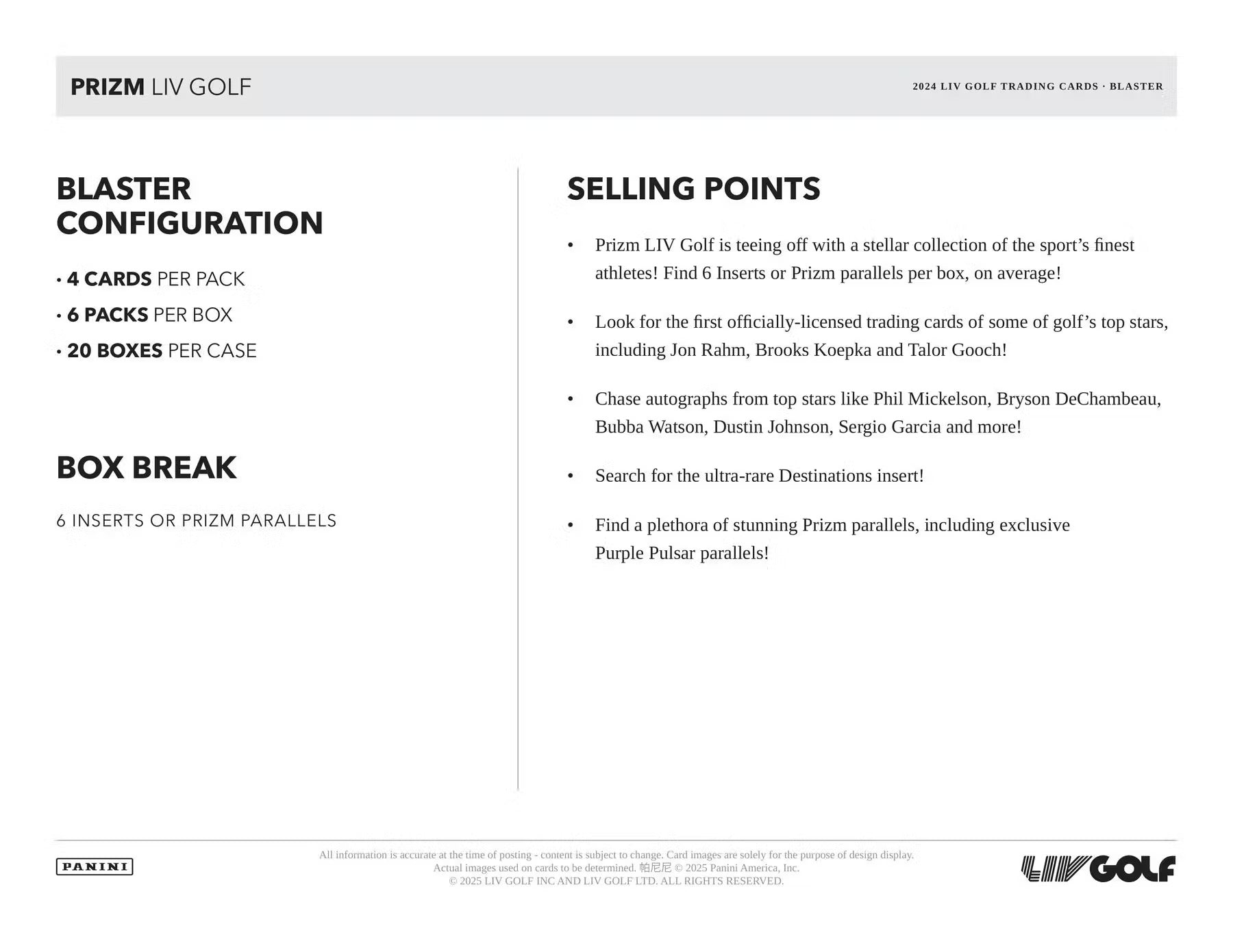 2024 Panini Prizm LIV Golf Blaster Box