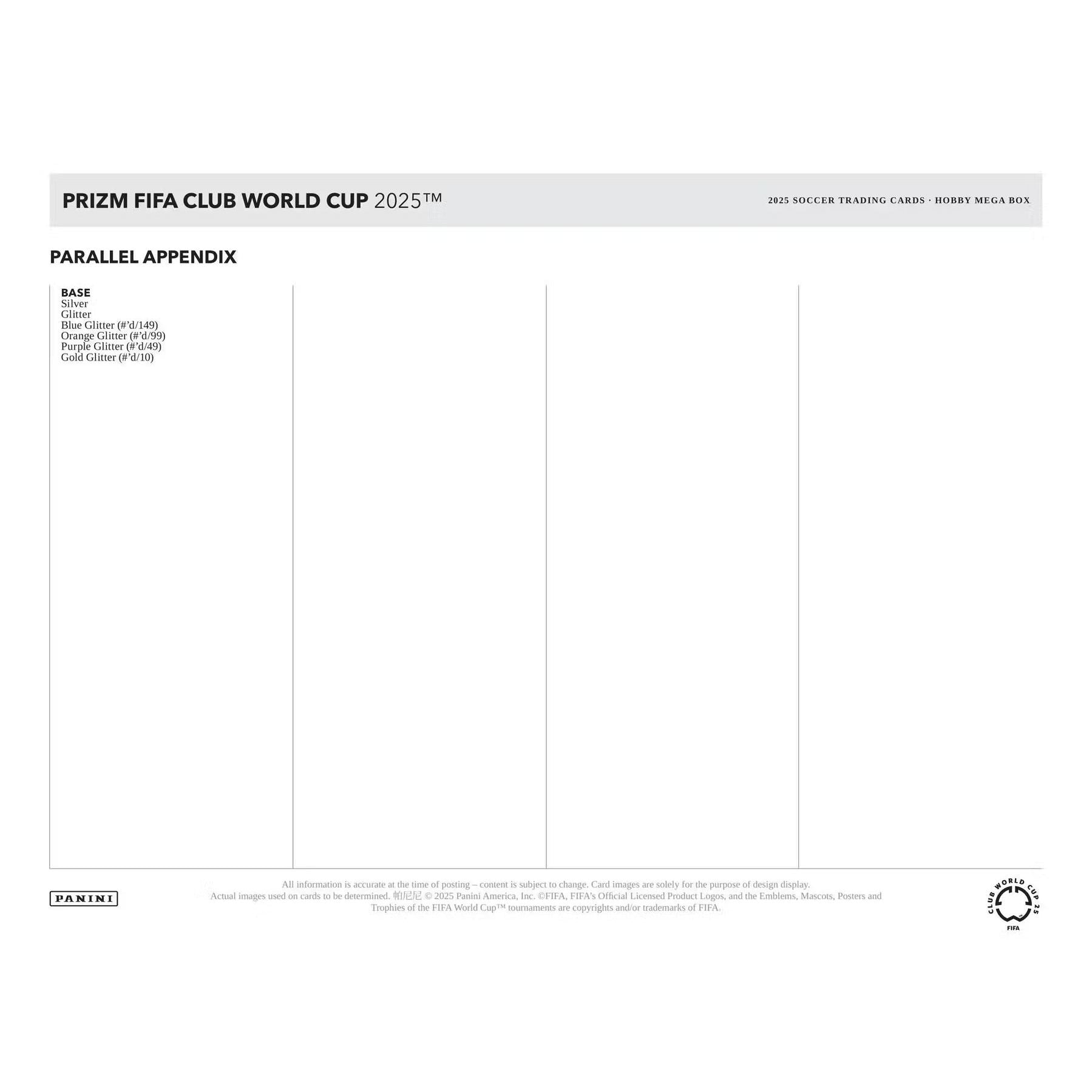 2025 Panini Prizm FIFA Club World Cup Soccer Hobby Mega Box