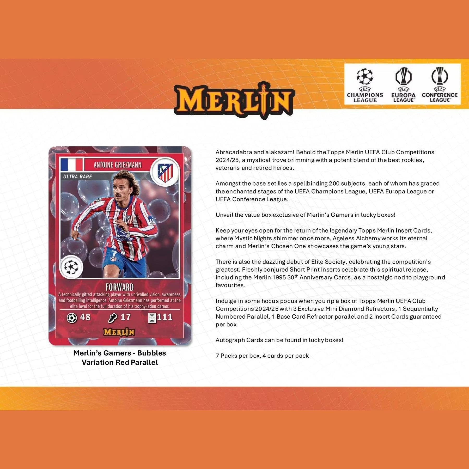 2024-25 Topps Chrome Merlin UEFA Club Competitions Soccer Blaster Box