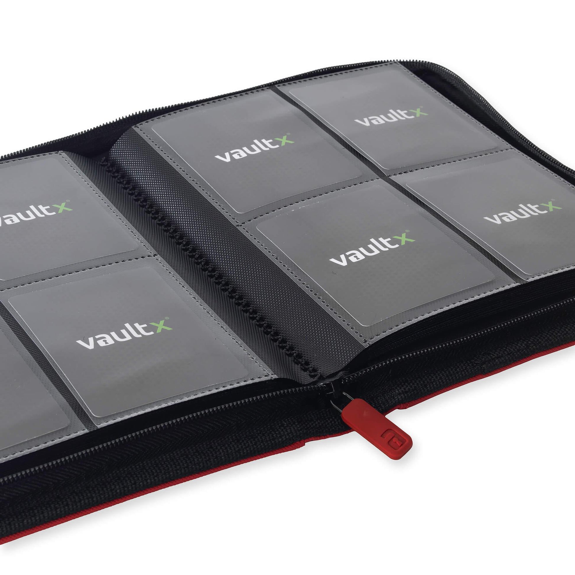 Vault X Premium Exo-Tec® 4 Pocket Zip Card Binder - Red 