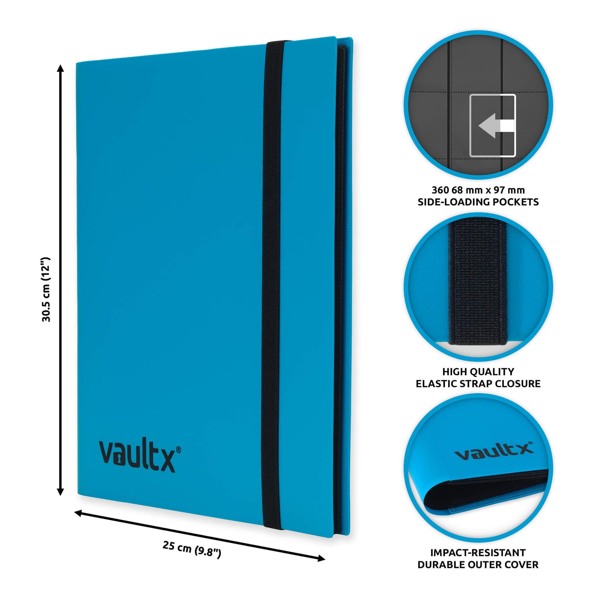 Vault X 9 Pocket Card Strap Binder - Blue 