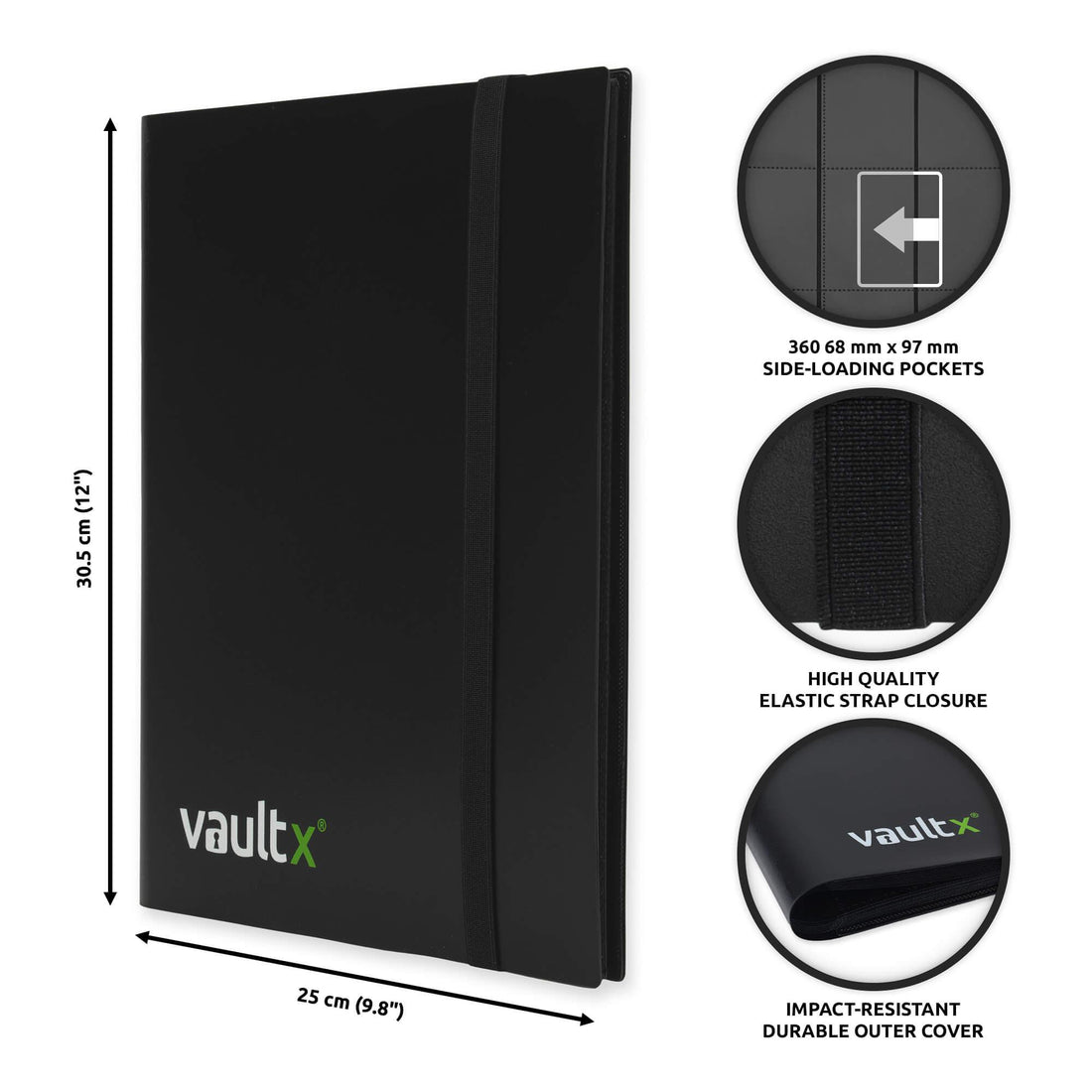 Vault X 9 Pocket Card Strap Binder - Black 