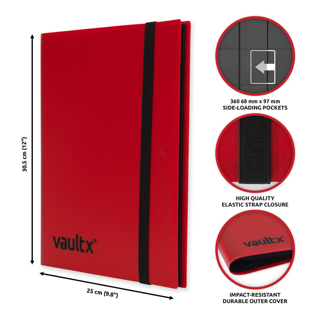 Vault X 9 Pocket Card Strap Binder - Red 